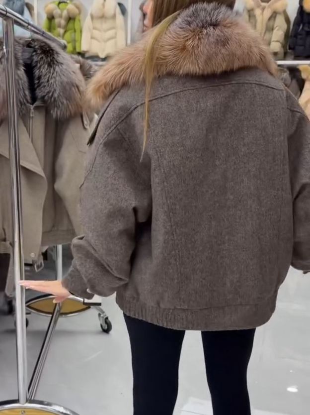 Urban Utility Gray Wool-Blend Jacket with Padded Lining