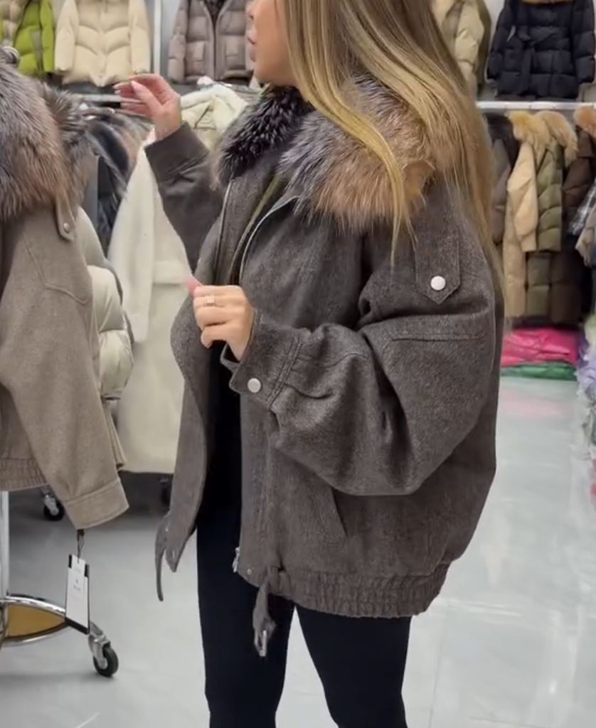 Urban Utility Gray Wool-Blend Jacket with Padded Lining