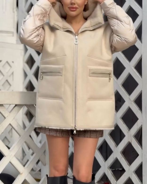 Reversible Luxury Beige Down Jacket