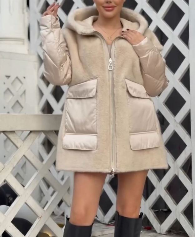 Reversible Luxury Beige Down Jacket