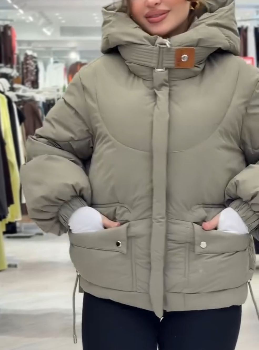 Versatile 3-Color Drawstring Waist Down Jacket