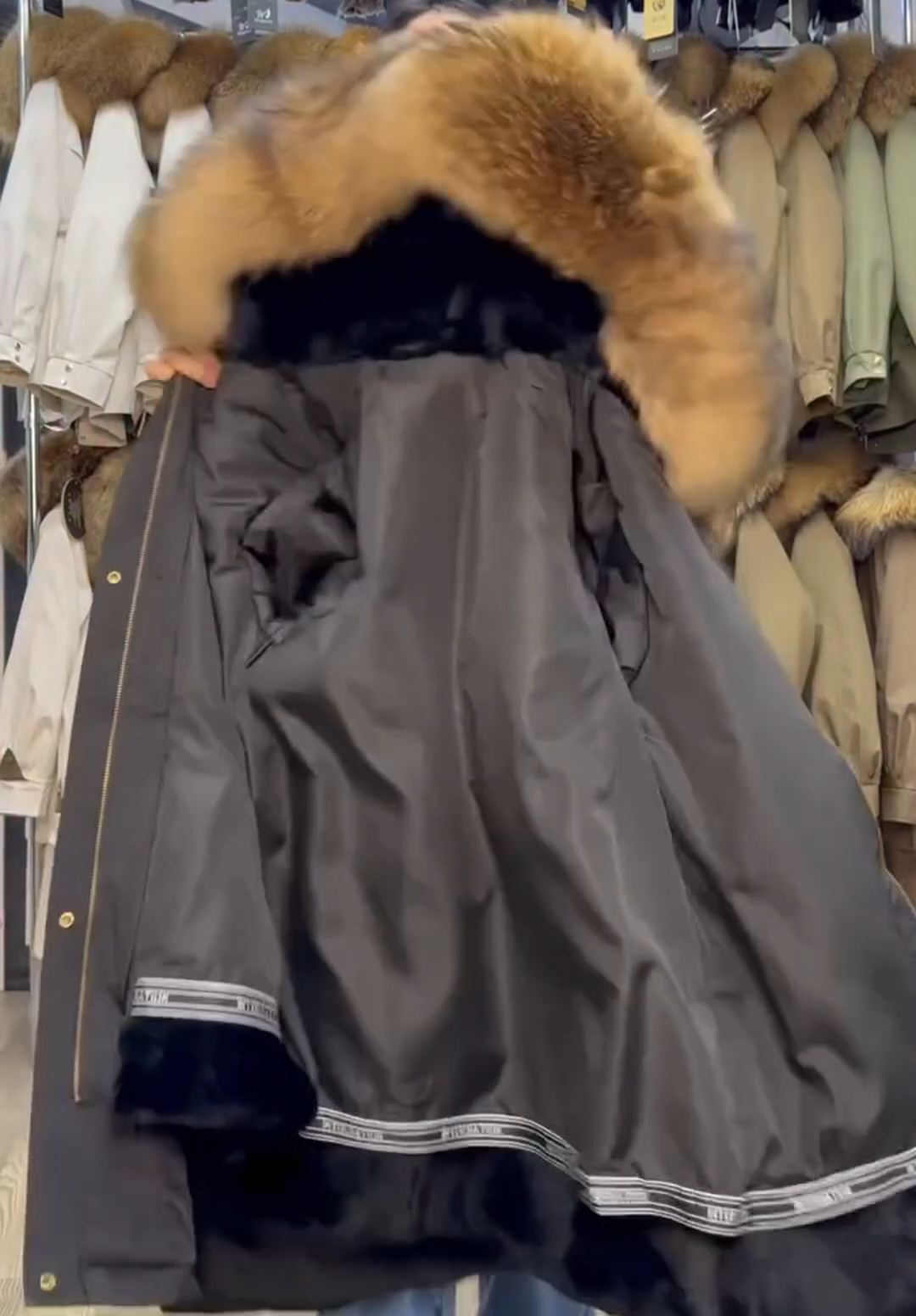 Water-Resistant Windproof Fleece-Lined Parka with Detachable Fur Hood