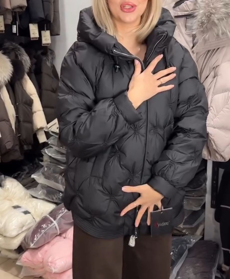 Star-Stitch Quilted Down Jacket