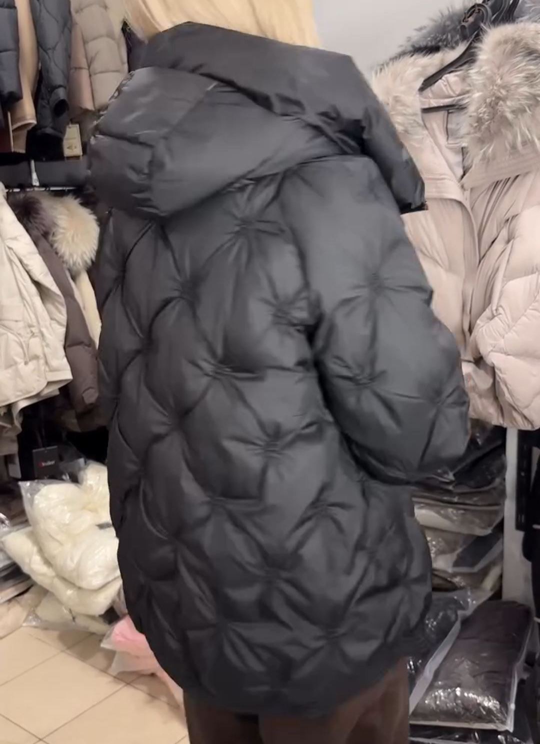 Star-Stitch Quilted Down Jacket