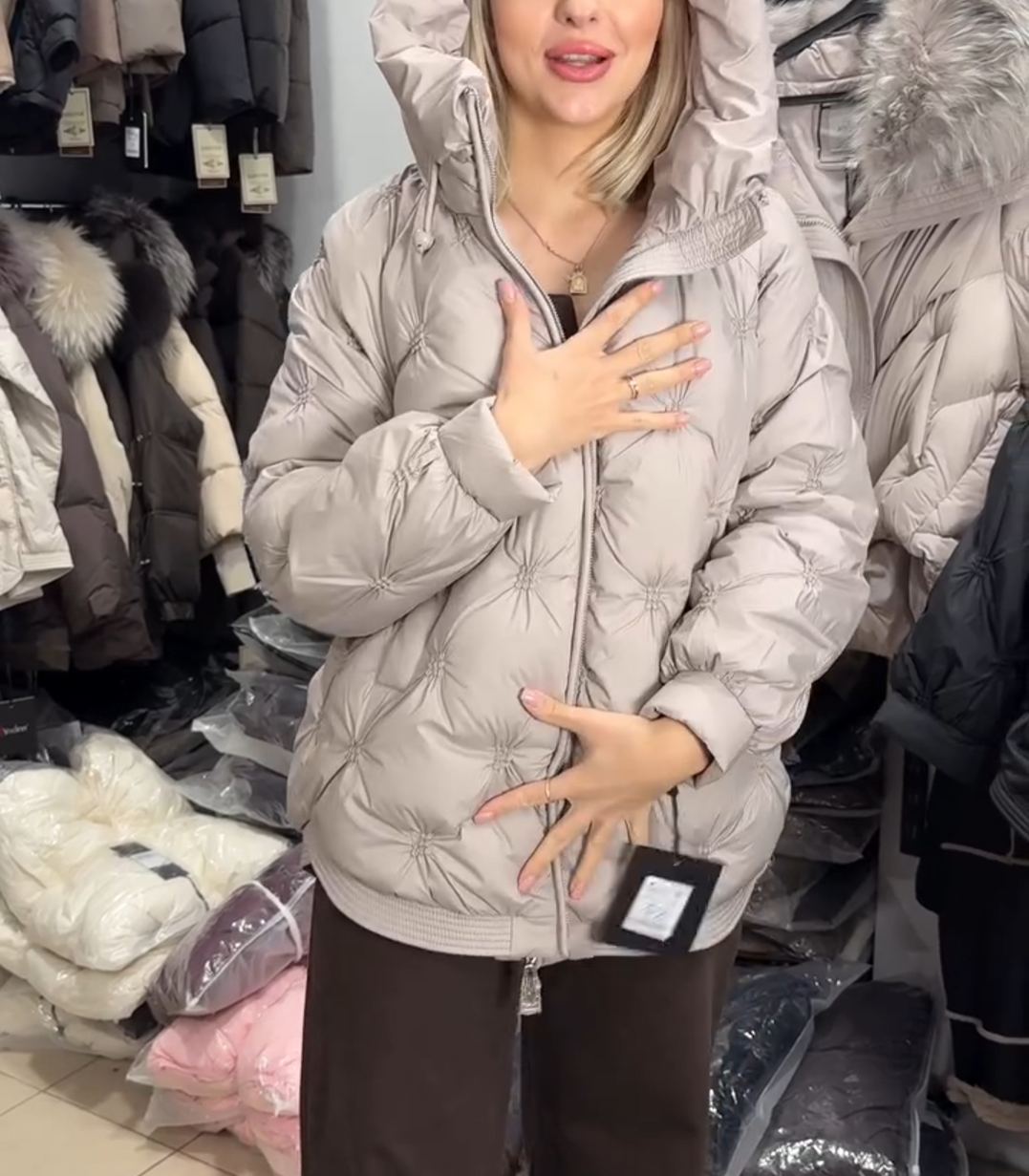 Star-Stitch Quilted Down Jacket