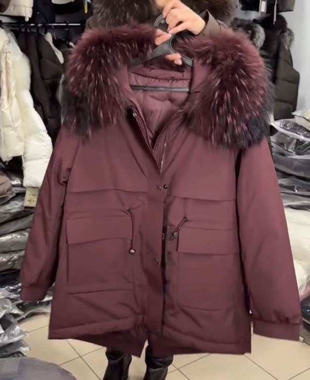 Multi-Color Fur Collar Waist-Tie Parka