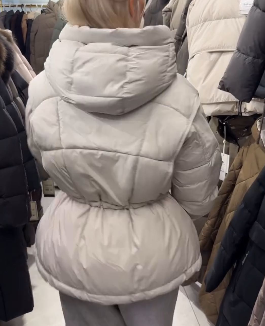 Drawstring-Waist Down Jacket