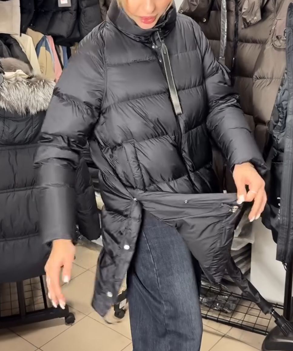 Adjustable-Hem Oversized Down Jacket