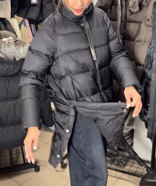 Adjustable-Hem Oversized Down Jacket