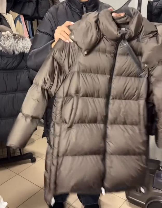 Adjustable-Hem Oversized Down Jacket