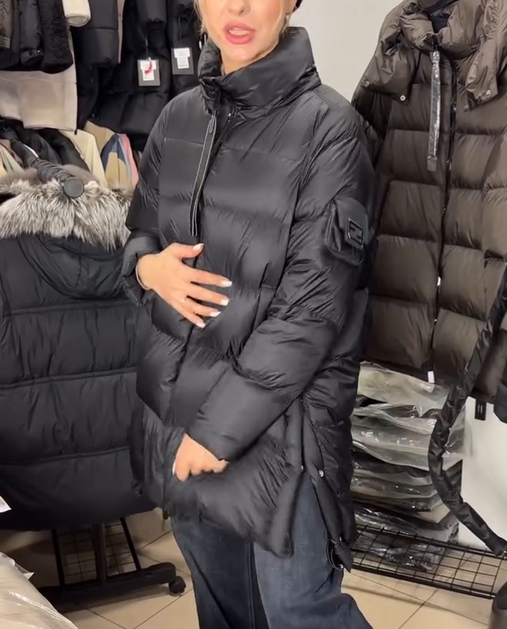 Adjustable-Hem Oversized Down Jacket