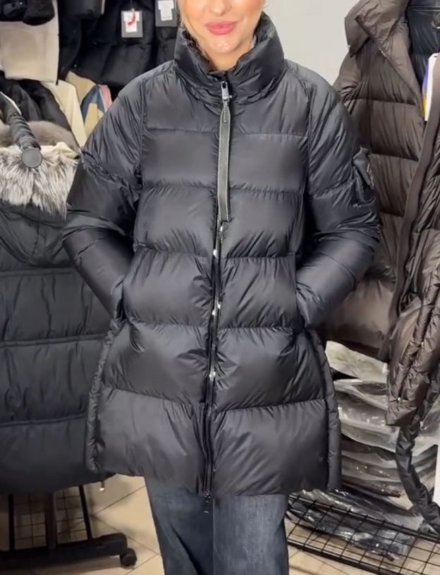 Adjustable-Hem Oversized Down Jacket