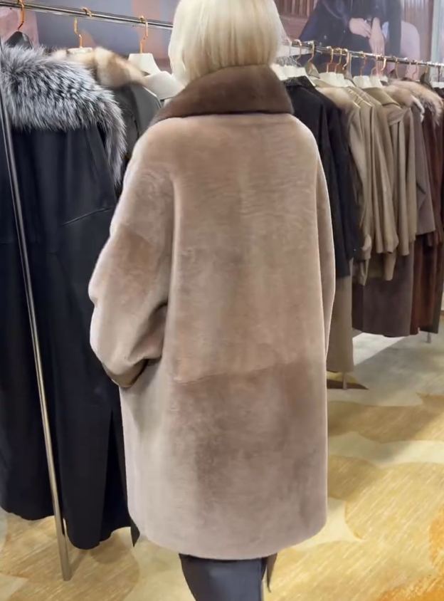 Luxury Color-Blocked Faux Fur Long Coat