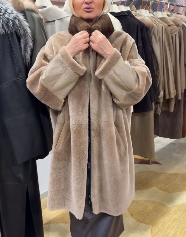 Luxury Color-Blocked Faux Fur Long Coat