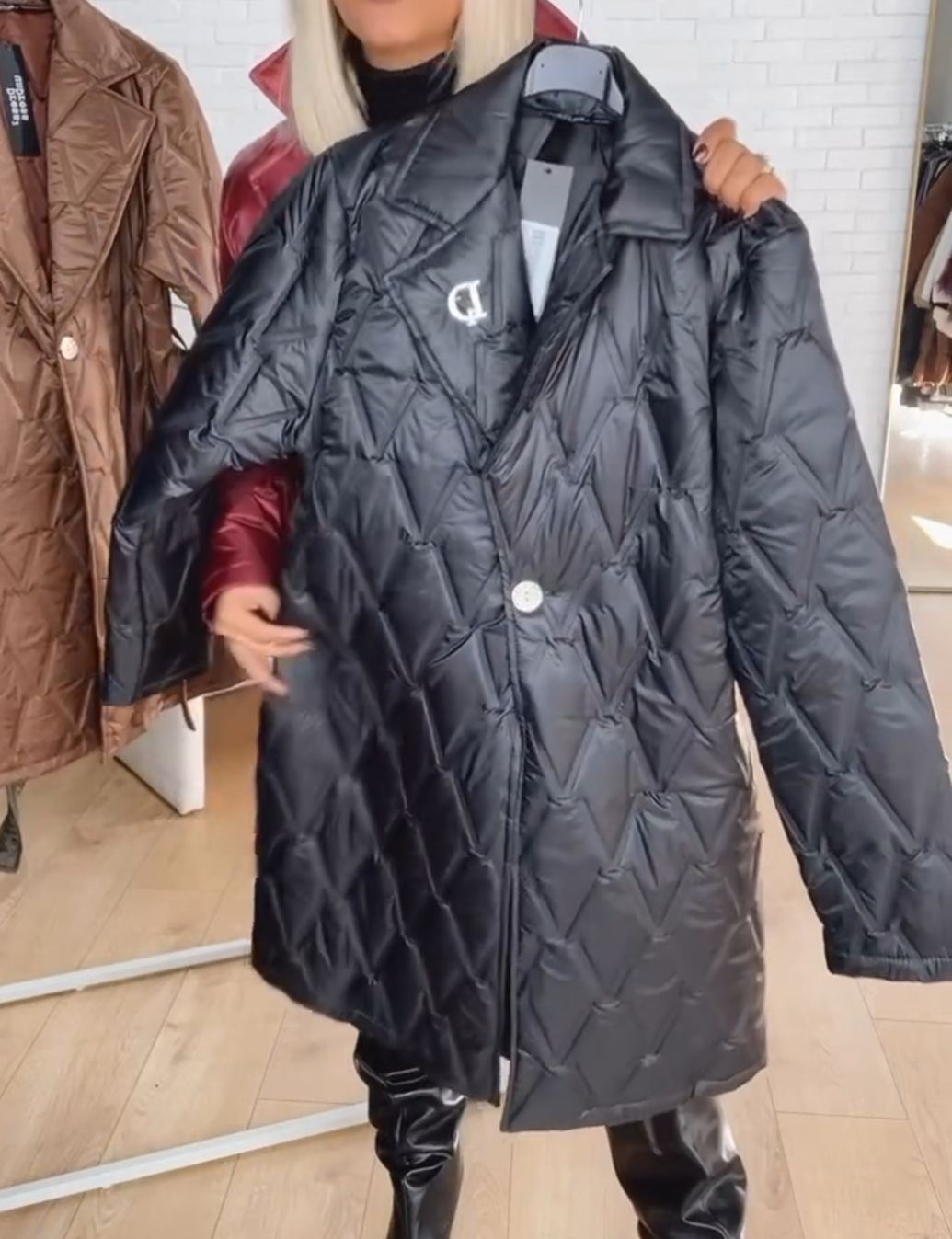 Fashion Glossy Silhouette-Adjustable Down Coat