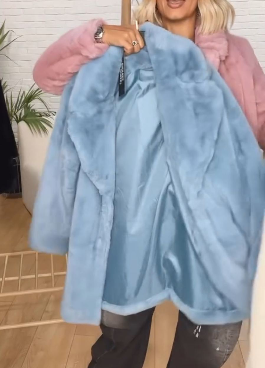 Fashion Age-Reducing Soft-Tone Faux Fur Coat