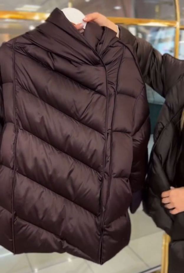 Matte Black Puffer Down Jacket with Magnetic Snaps