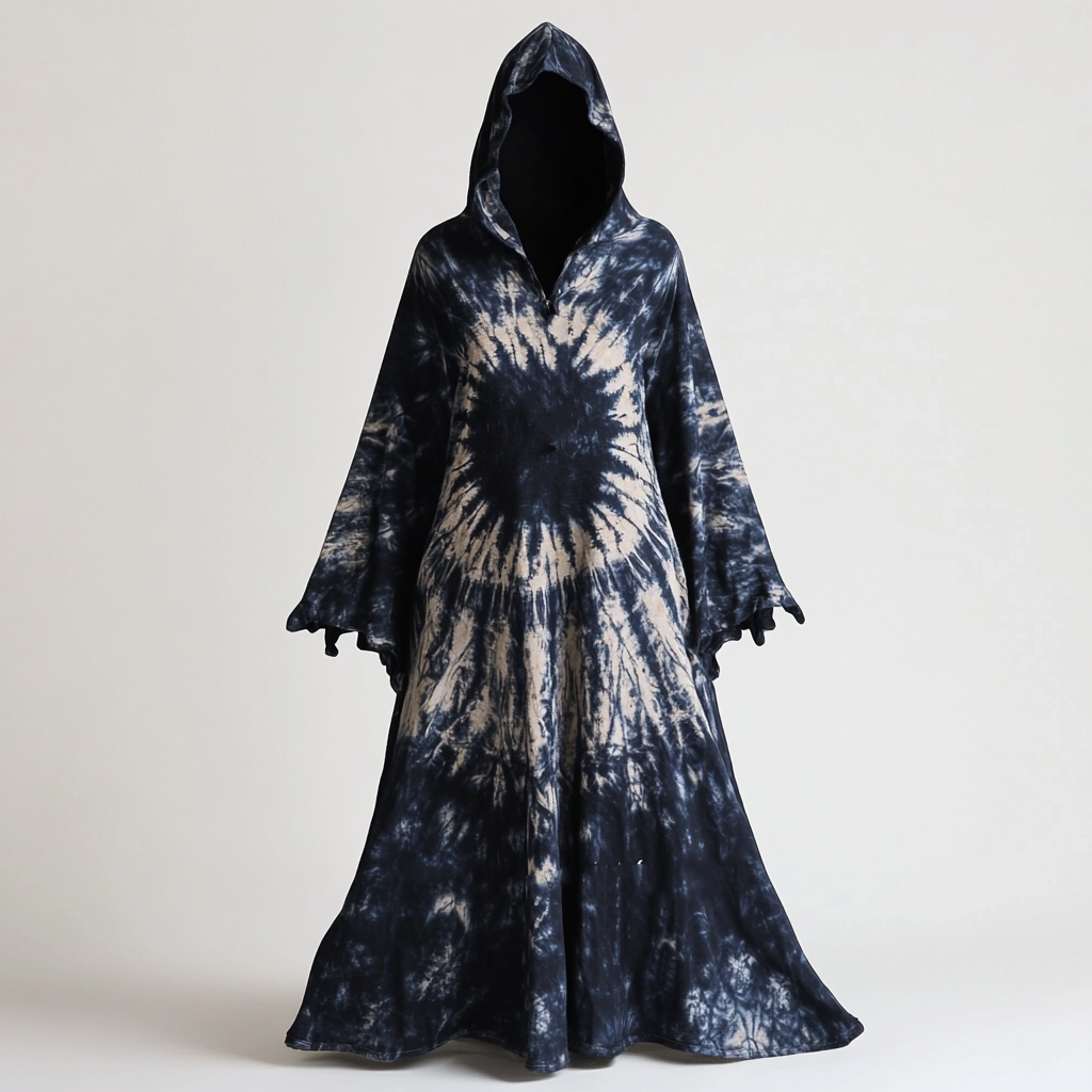 Tie dye hooded robe cape de4a