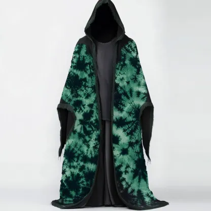 Tie dye print hooded robe cape ec46
