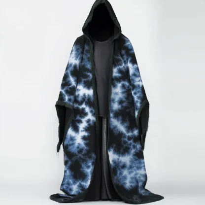 Tie dye print hooded robe cape 197a
