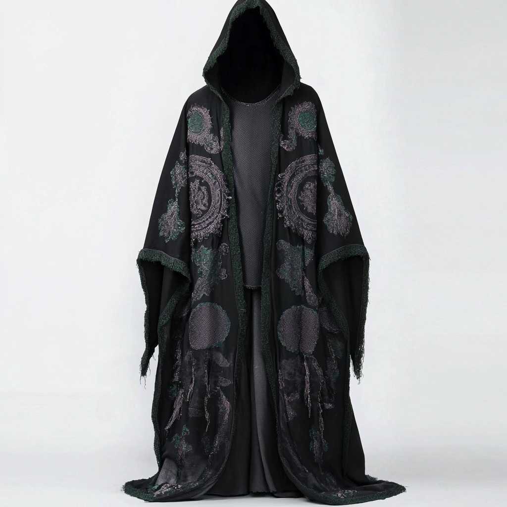 Tie dye print hooded robe cape 8941