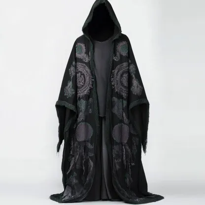 Tie dye print hooded robe cape 8941