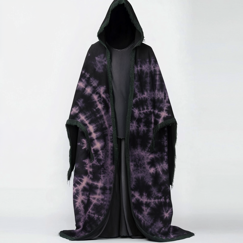 Tie dye print hooded robe cape 5179
