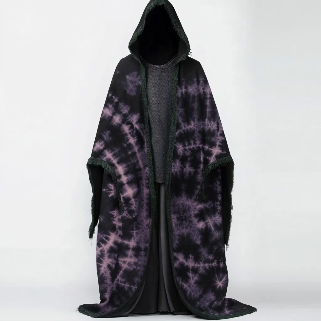 Tie dye print hooded robe cape 5179