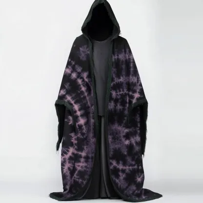 Tie dye print hooded robe cape 5179