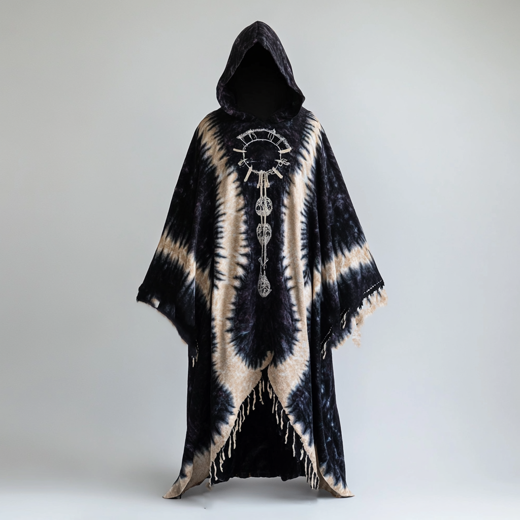 Tie dye hooded robe cape c3ac