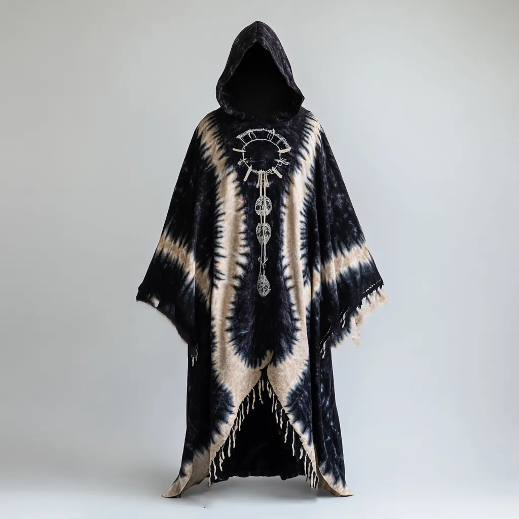 Tie dye hooded robe cape c3ac