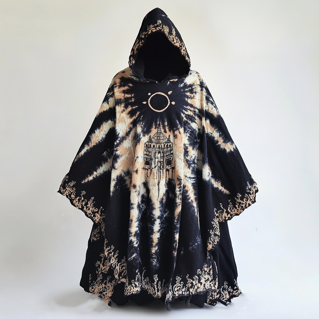 Tie dye hooded robe cape b221