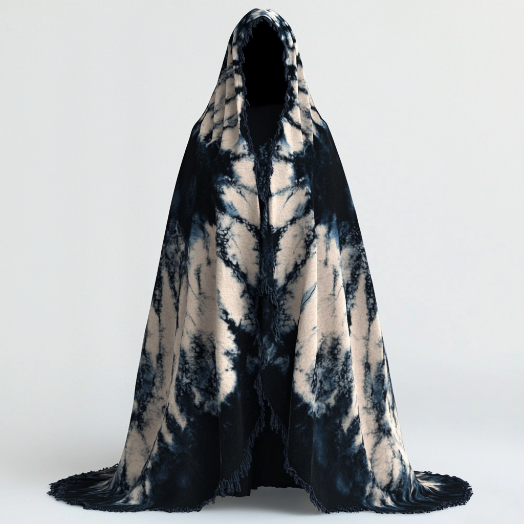 Tie dye print hooded robe cape 67b3