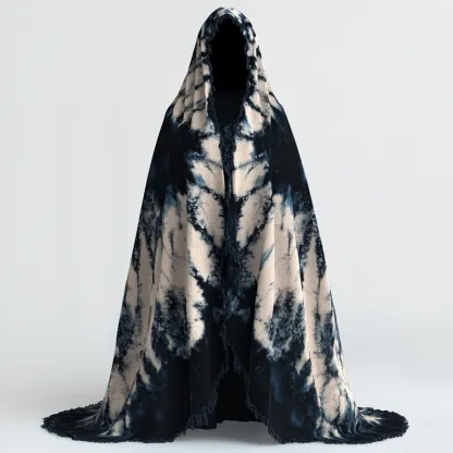 Tie dye print hooded robe cape 67b3
