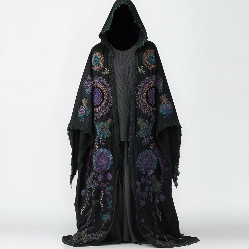 Tie dye print hooded robe cape 55cf