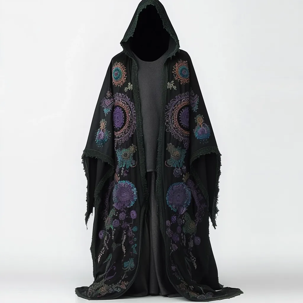 Tie dye print hooded robe cape 55cf