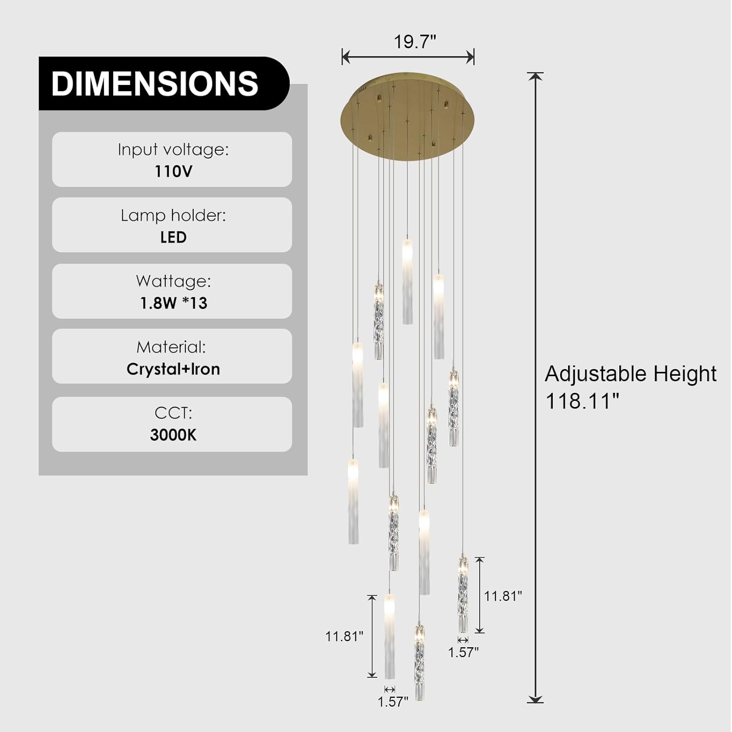 13-Light Staircase Chandelier