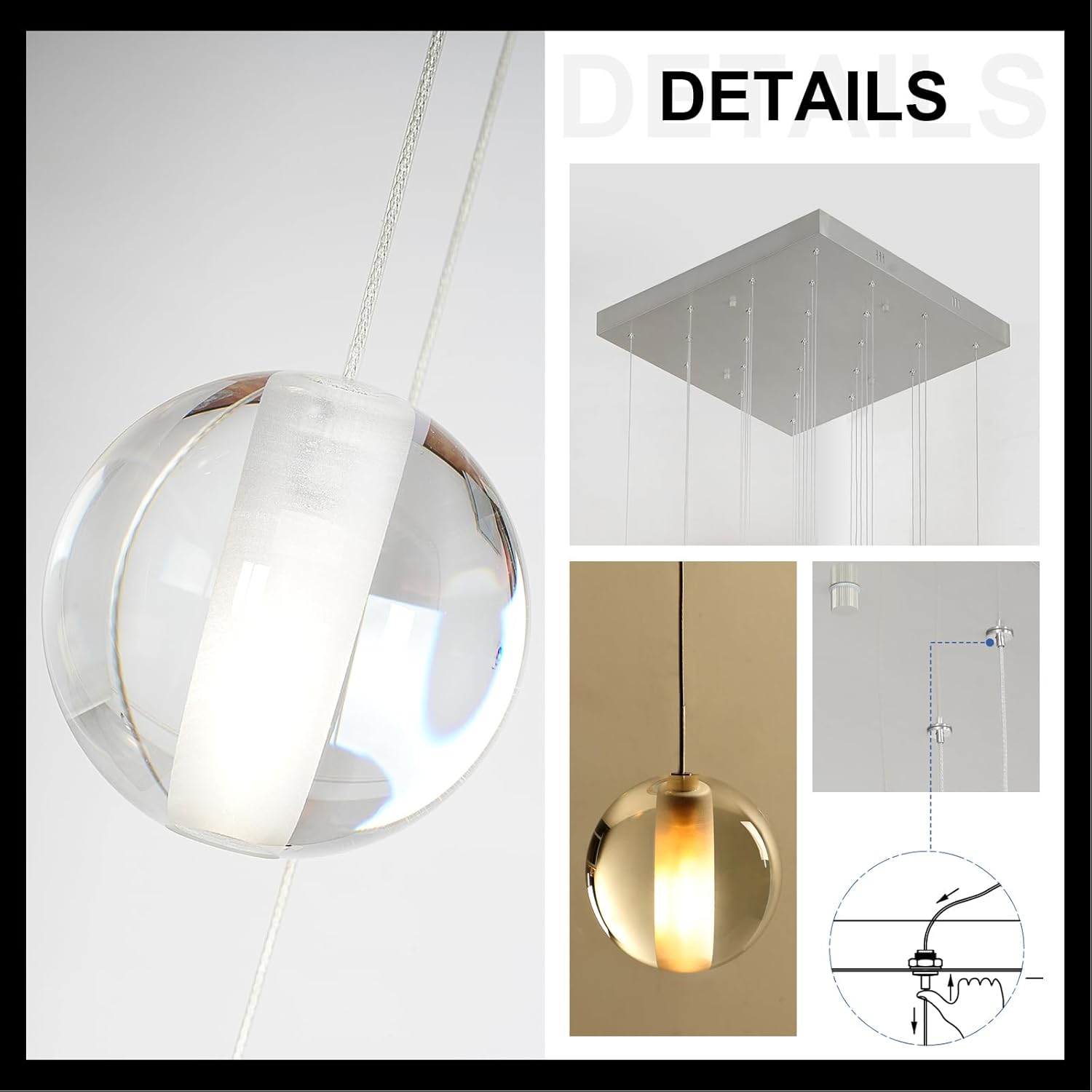 25 Lights Nickel Staircase Chandelier for High Ceiling