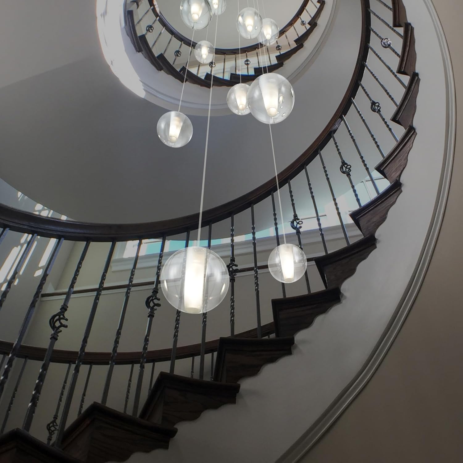 14 Lights Staircase Chandelier for High Ceiling