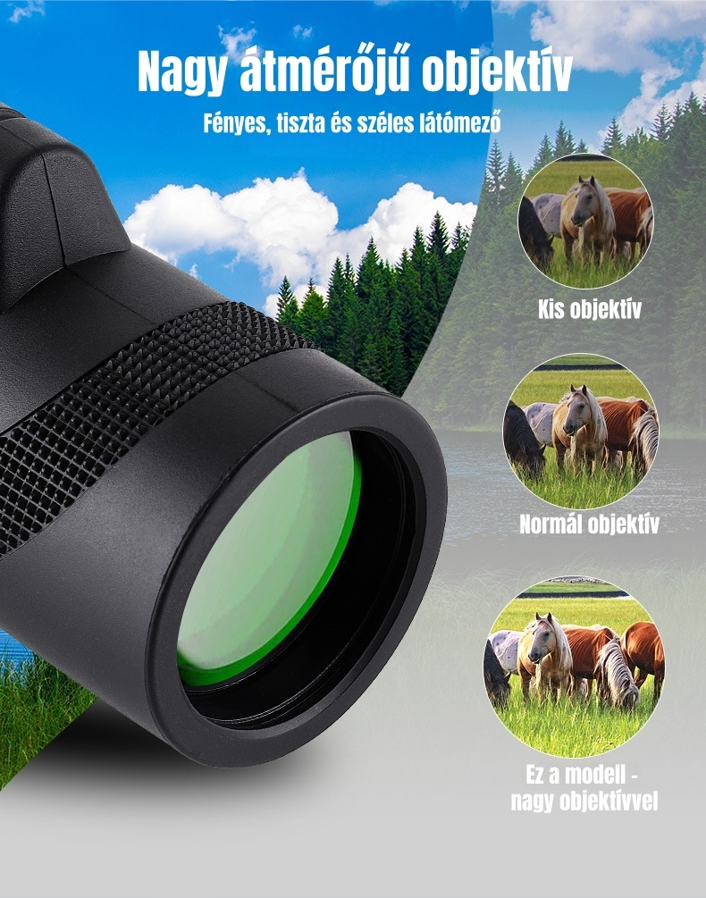 40×60 HD kültéri egyszemes távcső – BAK-4 prizma, széles látómező, kompakt és könnyen hordozható