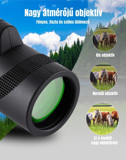 40×60 HD kültéri egyszemes távcső – BAK-4 prizma, széles látómező, kompakt és könnyen hordozható