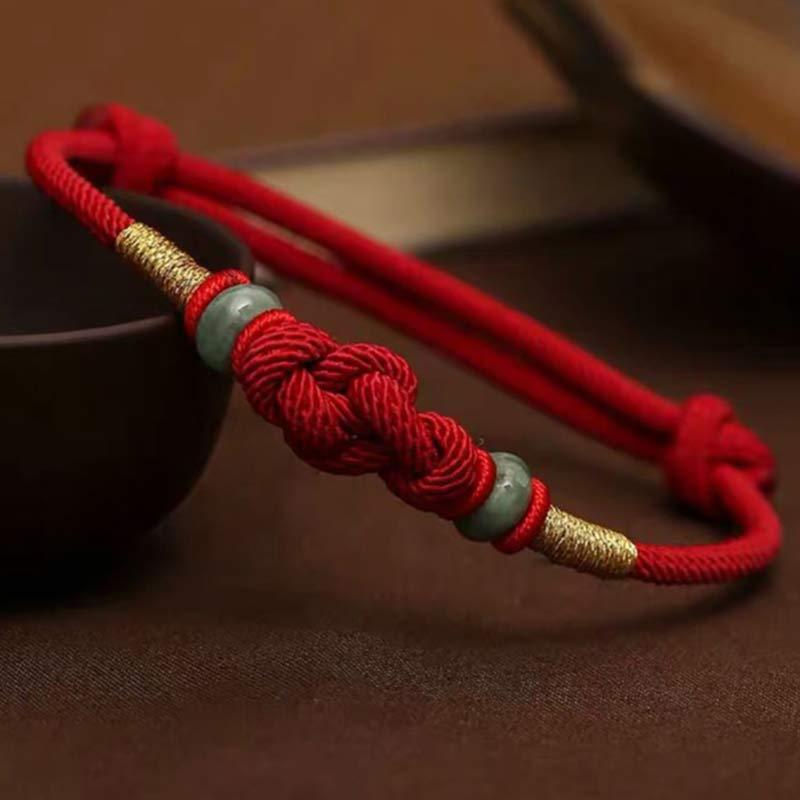 NatureQi Red String Jade Luck Fortune Knot Braided Couple Bracelet: Th