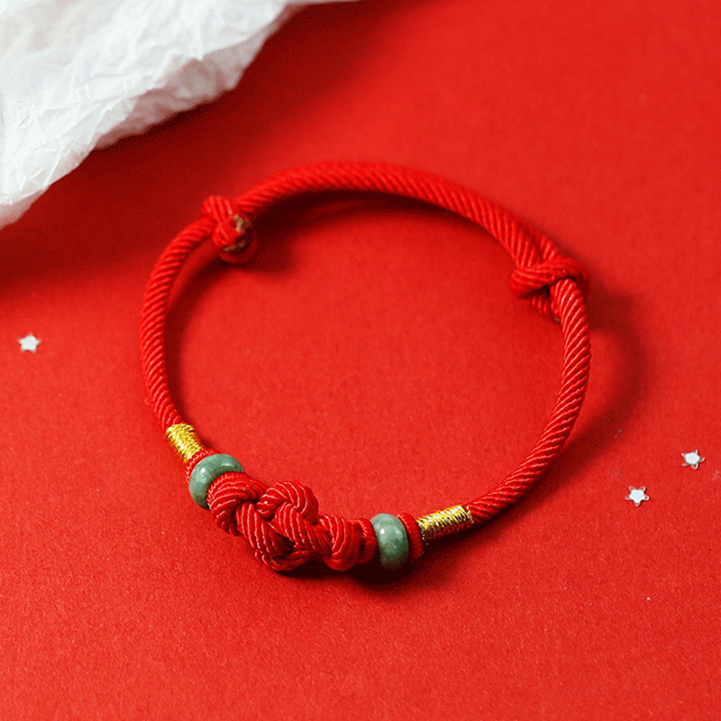 NatureQi Red String Jade Luck Fortune Knot Braided Couple Bracelet: The Intertwining of Love and Good Luck