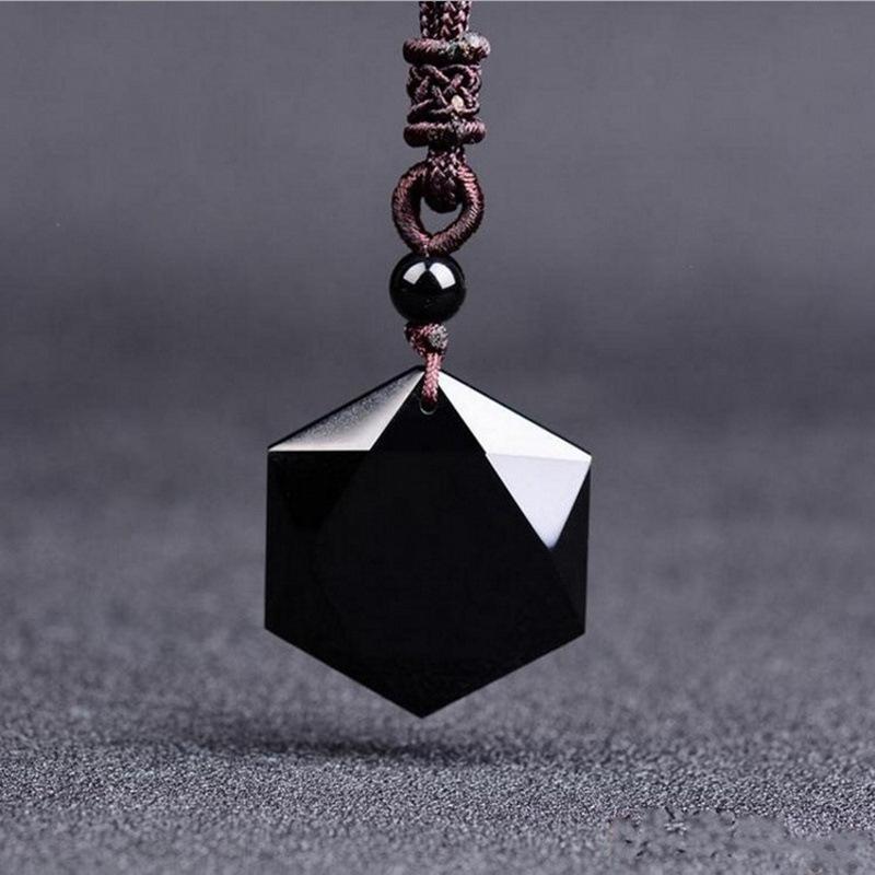 NatureQi Black Obsidian Talisman Necklace - Shield Against Negative Energies and Protect Your Well - being