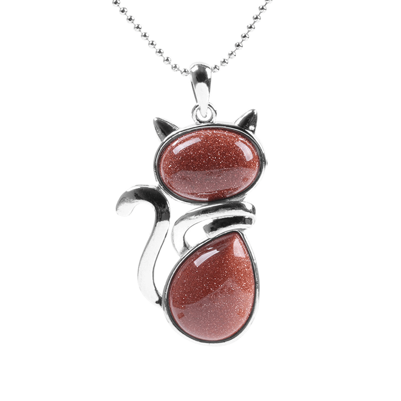 Adorable “Happy Cat” Natural Crystal Necklace - A Must - Have for Cat Lovers