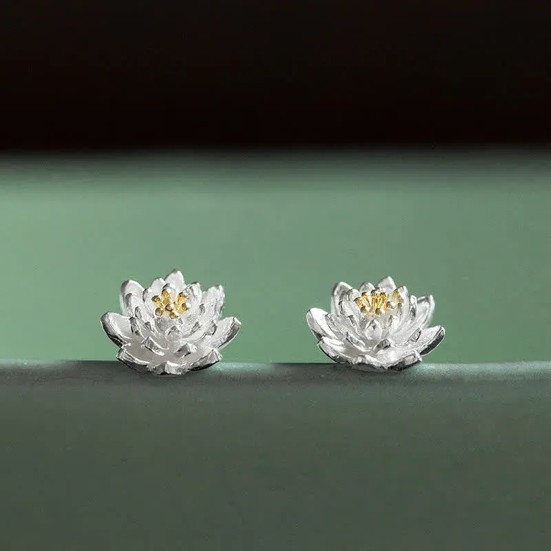 925 Sterling Silver Lotus Flower Balance Earrings - Spiritual & Stylish