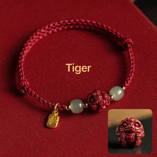 NatureQi - Zodiac Hetian Jade Luck Bracelet with Cinnabar & Fu
