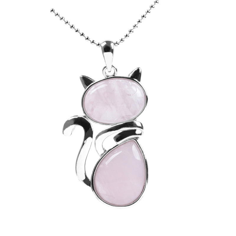 Adorable “Happy Cat” Natural Crystal Necklace - A Must - Have for Cat Lovers