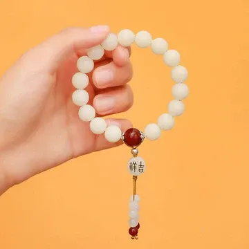 NatureQi - Bodhi Seed, Red Agate, Black Obsidian, Pink Crystal & Rutilated Quartz Mala Bracelet for Inner Peace and Spiritual Balance