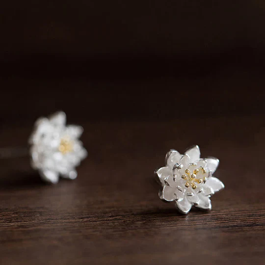 925 Sterling Silver Lotus Flower Balance Earrings - Spiritual & Stylish